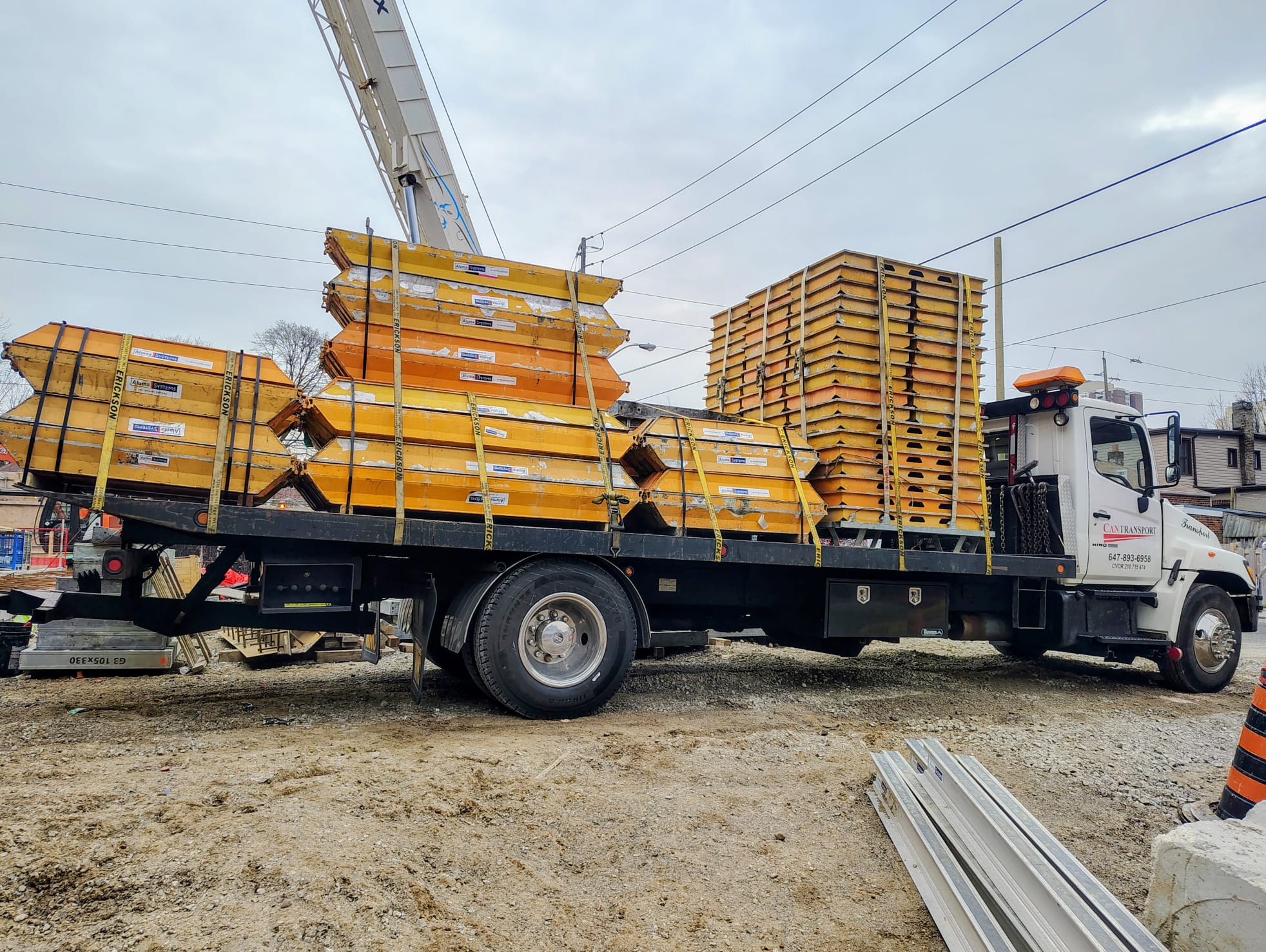 Construction site crane delivery